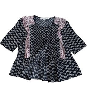 Veronica Beard Women’s Silk Jules Ruffle Blouse Shirt Top Floral Size 6 Black